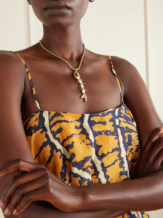 Image of Necklaces. Product name - Calypso Gold-tone And Pearl Necklace in Multi colour by brand - ALÉMAIS