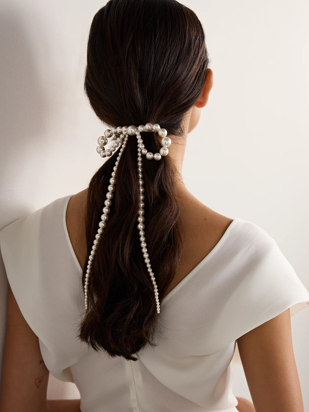 Image of Accessories. Product name - Presley Pearl-like Hair Clip in White colour by brand - Jennifer Behr