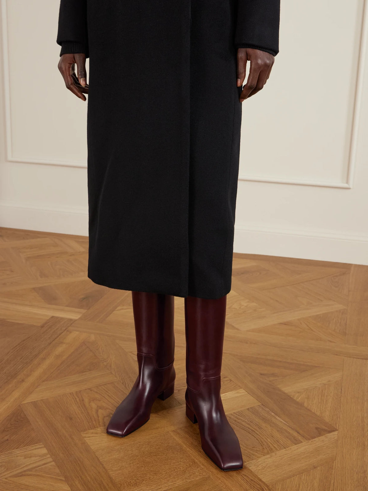Classic Square Leather Knee Boots