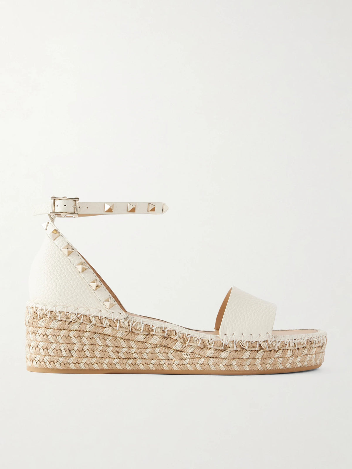 Rockstud Double Leather Espadrillas Sandals
