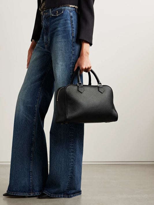 Image of Bags. Product name - Jaclyn Textured-leather Tote in Black colour by brand - Nili Lotan