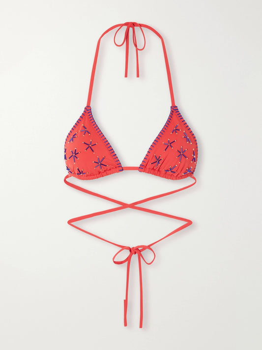 Lido Bead-embellished Triangle Bikini Top