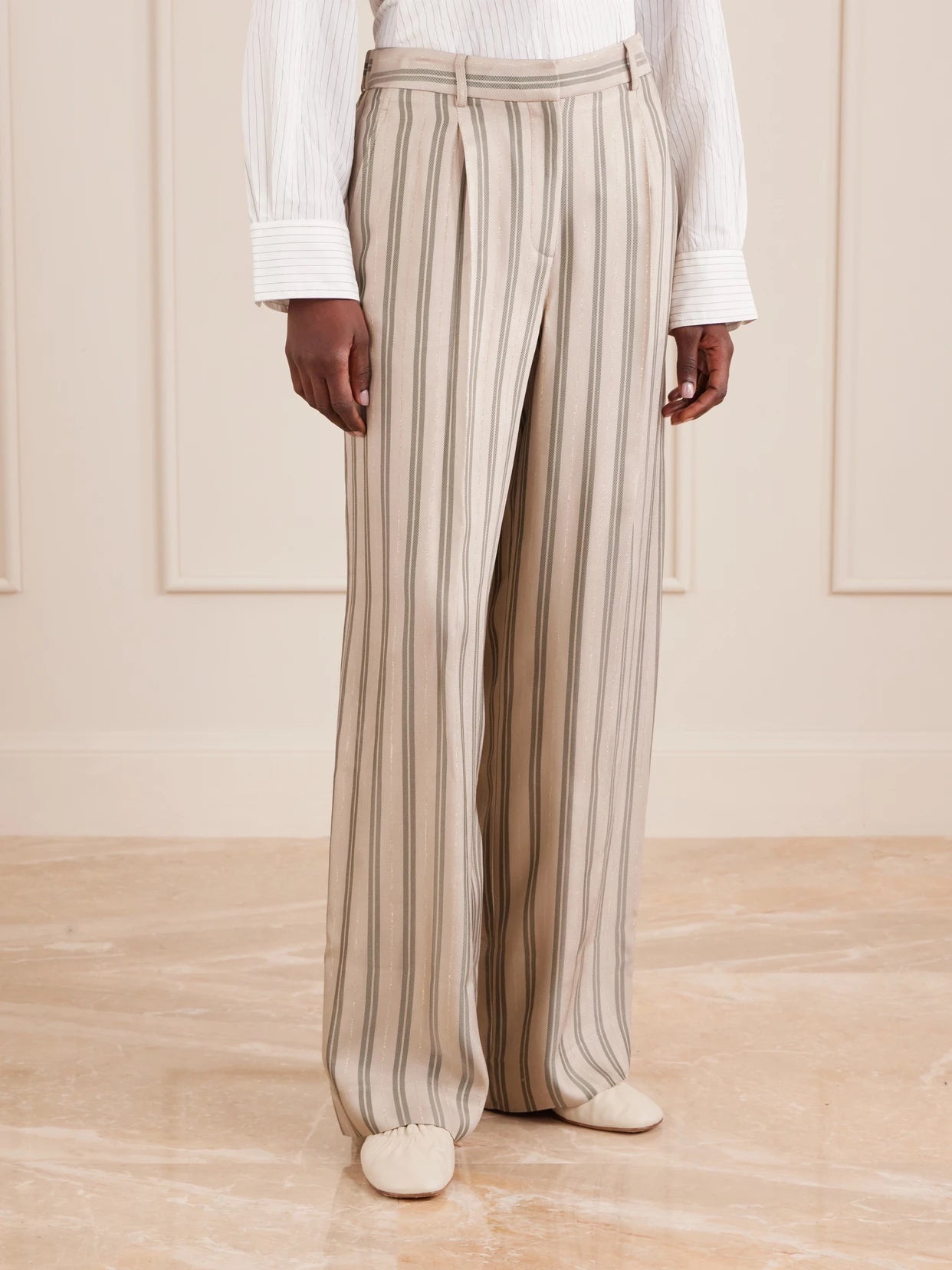 Hudson St Striped Wide-leg Pants