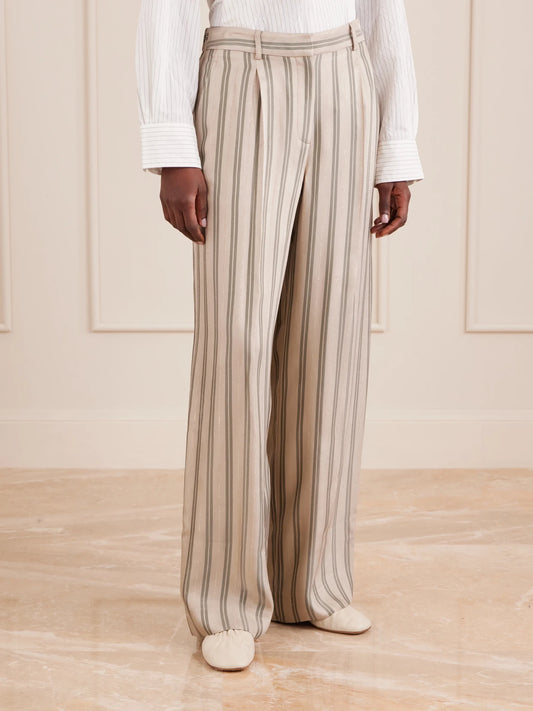 Hudson St Striped Wide-leg Pants