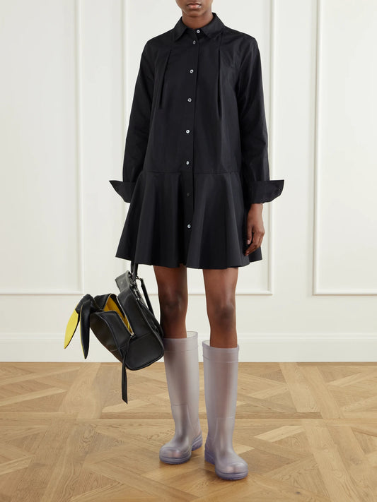 Image of Boots. Product name - Storm Logo-embossed Rubber Knee Boots in Clear, Dark brown colour by brand - LOEWE