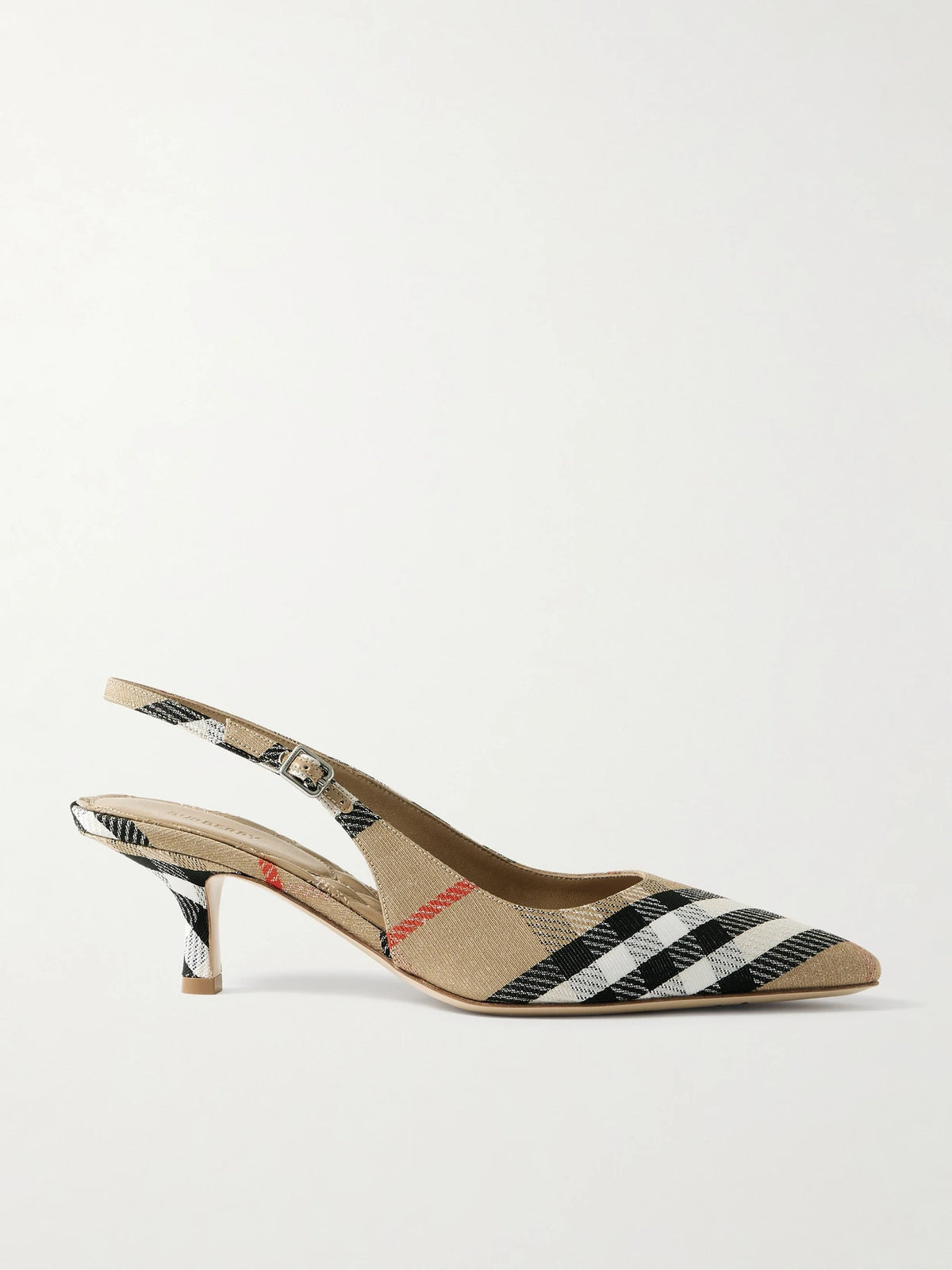 Checked Canvas-jacquard Slingback Pumps