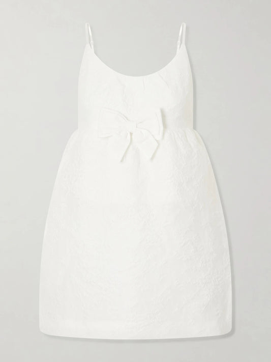 Image of Dresses. Product name - Bow-detailed Taffeta Mini Dress in White colour by brand - SHUSHU/TONG