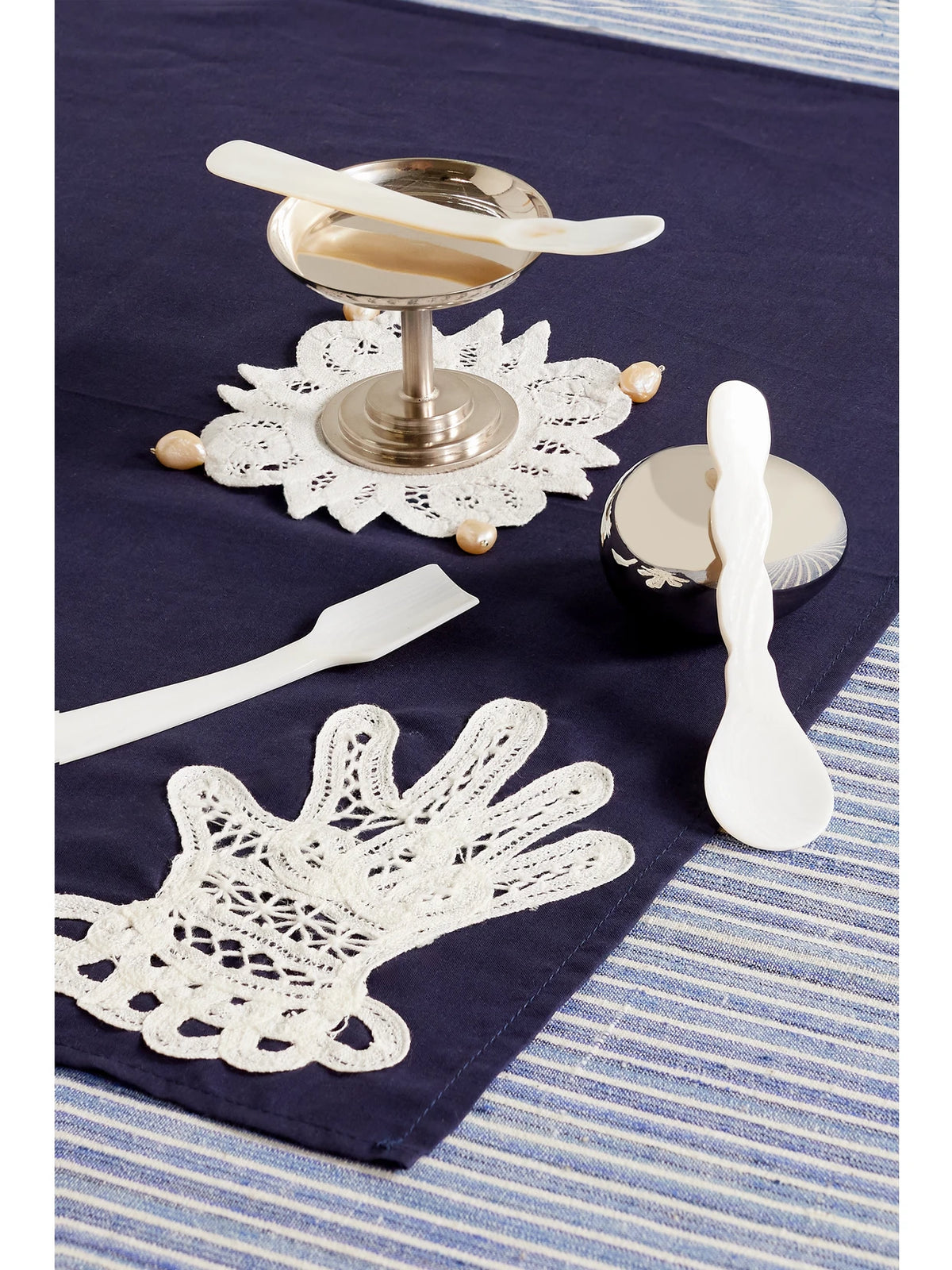 Image of Tableware. Product name - Set Of Six Mother-of-pearl Dessert Spoons in Neutral colour by brand - Gohar World
