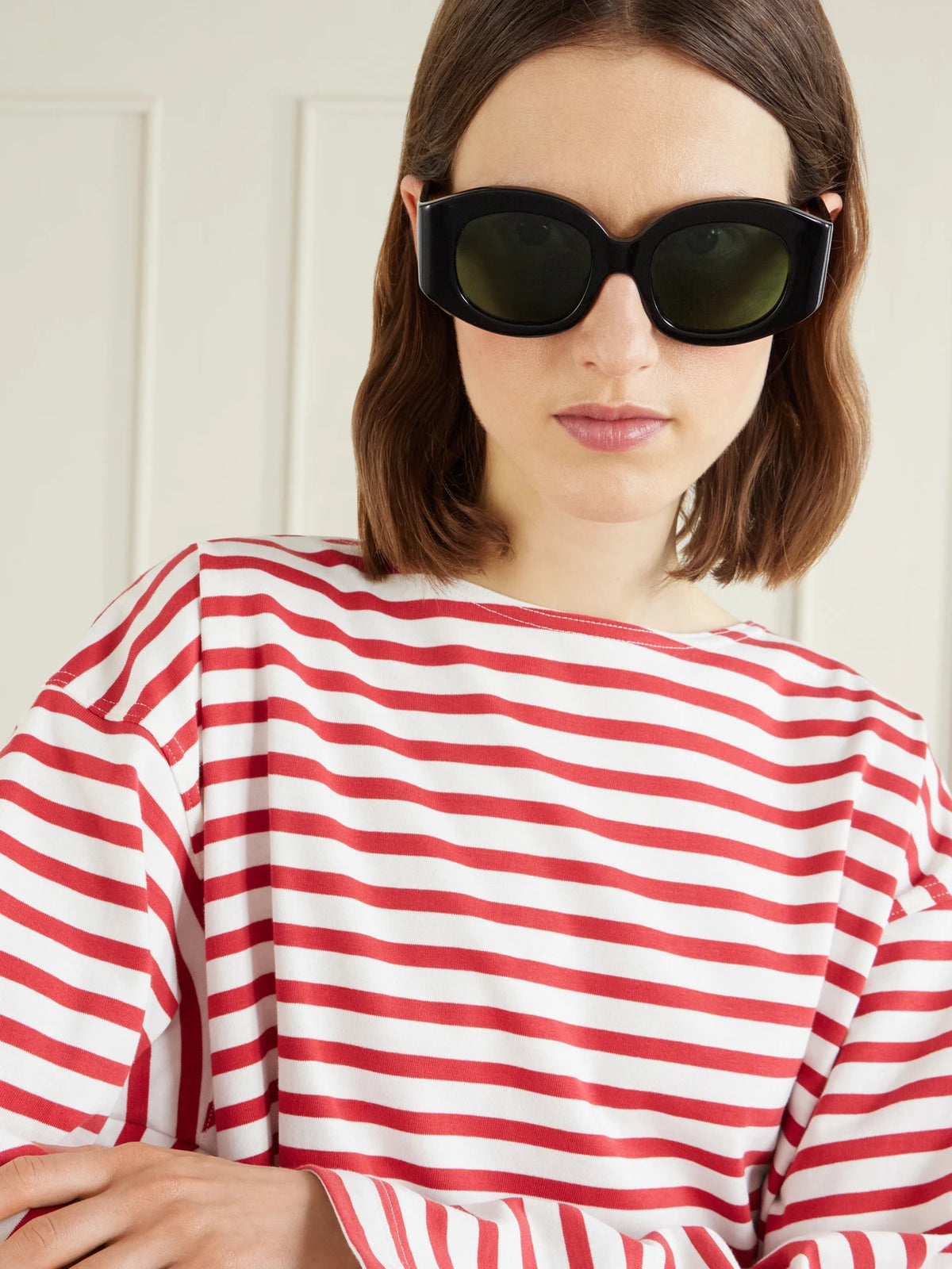 Image of Sunglasses. Product name - Eclipse Round-frame Acetate Sunglasses in Black colour by brand - Matteau