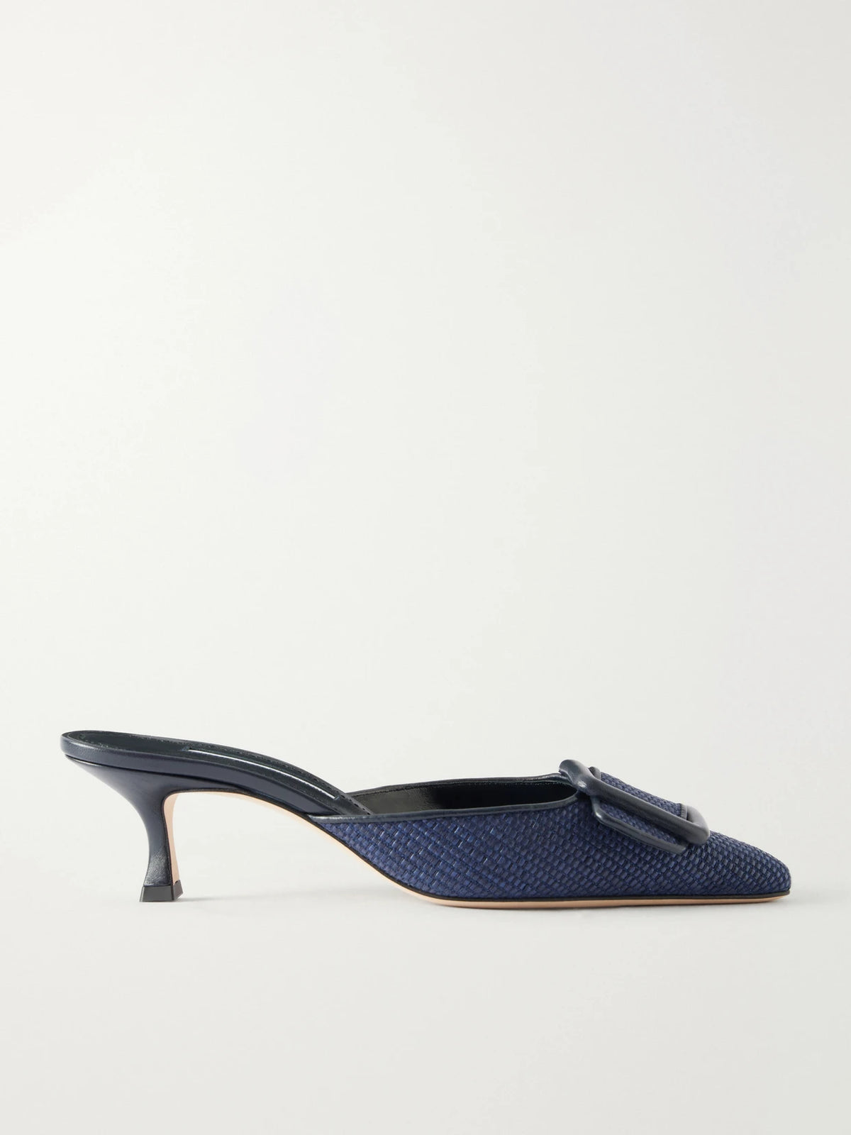 Manolo Blahnik Maysalebi 55 Leather-trimmed Raffia Pumps