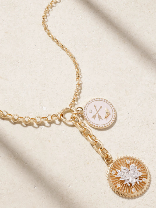Resilience And Passion 18-karat Gold, Enamel And Diamond Necklace
