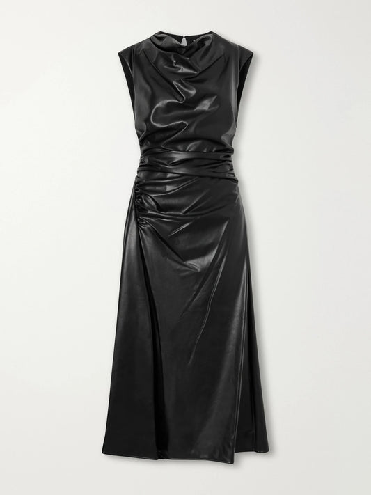 SIMKHAI Burke Draped Glossed Midi Dress