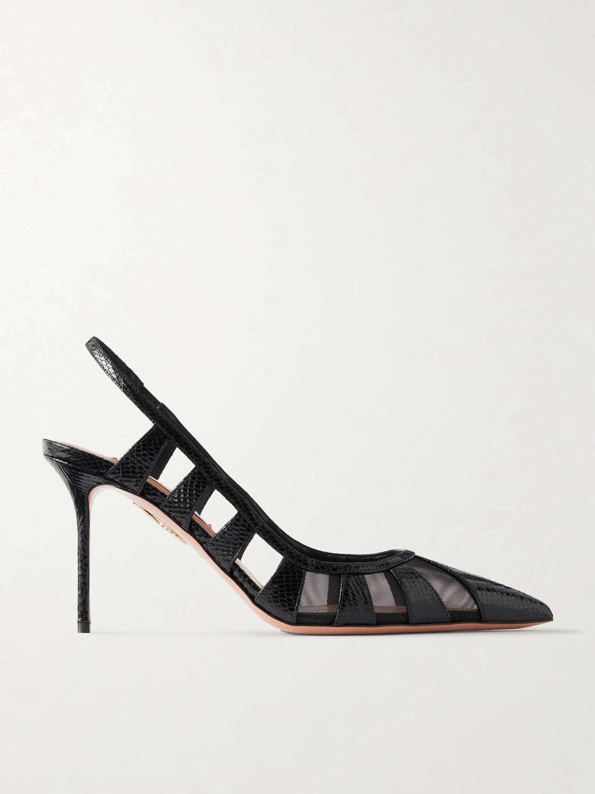 Screen 85 Cutout Mesh-trimmed Leather Pumps