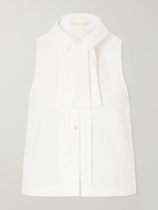 SHUSHU/TONG Tie-detailed Cotton-poplin Blouse