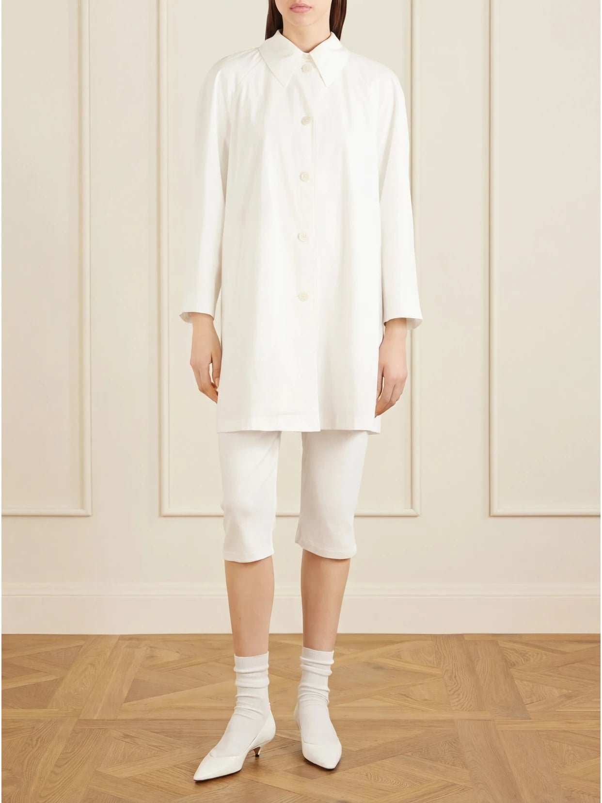 Image of Coats & Jackets. Product name - Hawkins Cotton-poplin Coat in White colour by brand - The Row