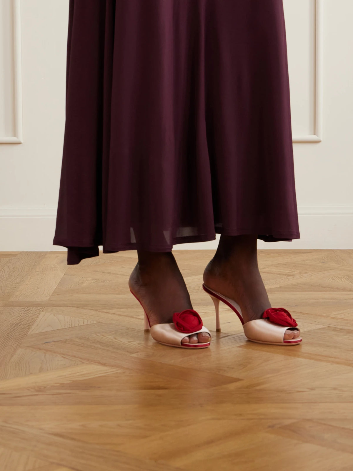 Epine Rose 85 Twill-trimmed Satin Sandals