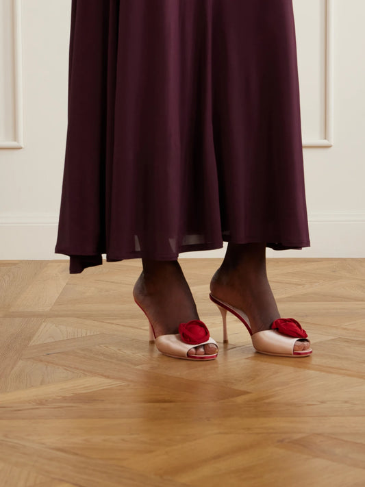 Epine Rose 85 Twill-trimmed Satin Sandals