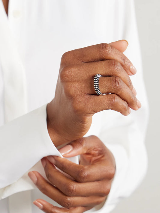 Image of Rings. Product name - Bertrand Recycled Sterling Silver Ring in Multi colour by brand - AGMES