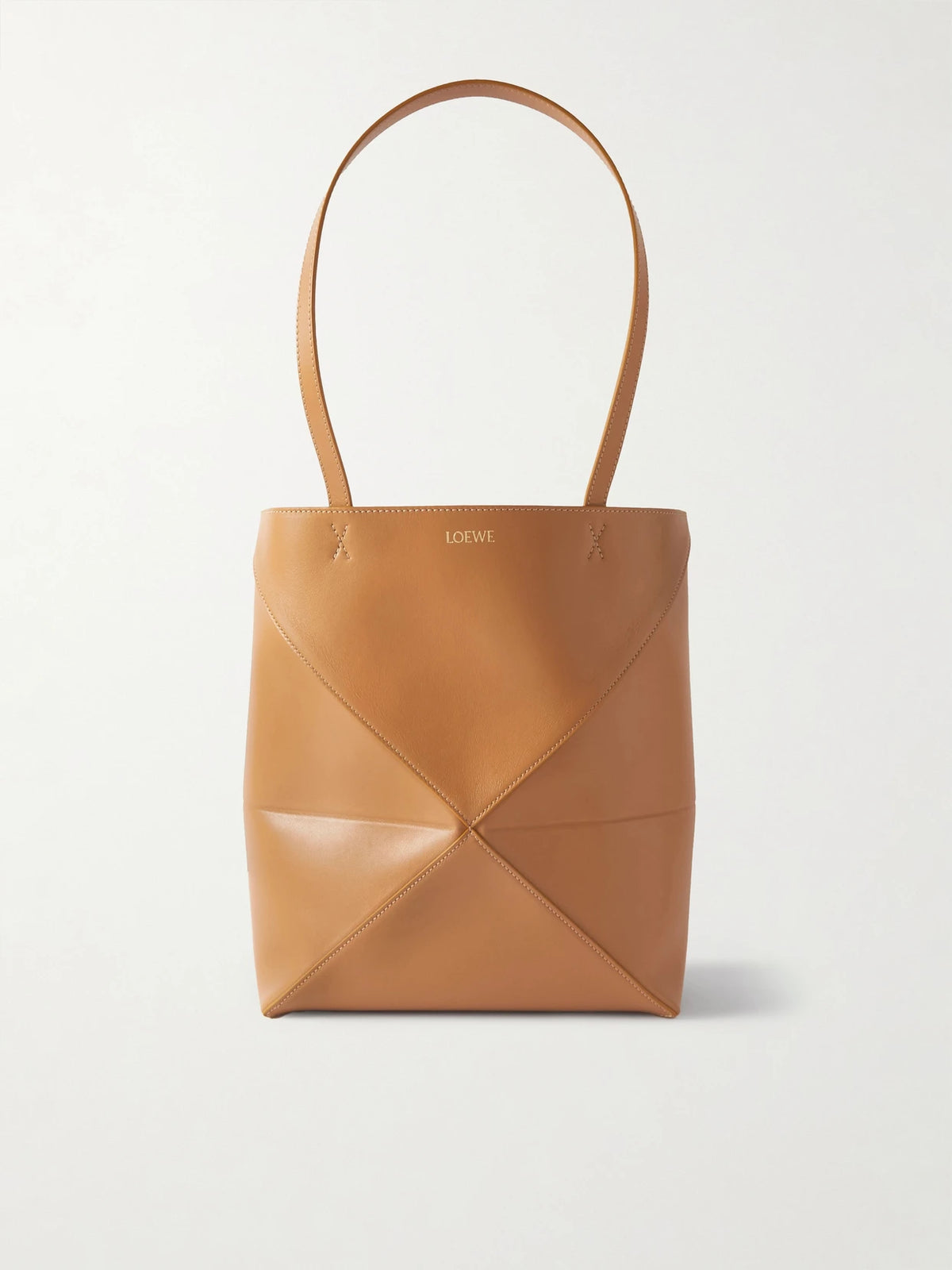 Puzzle Fold Convertible Medium Leather Tote
