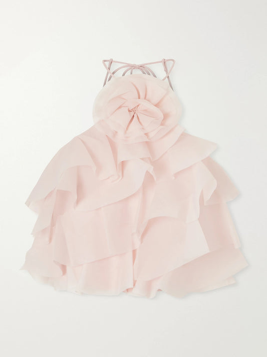 Aje Villa Ruffled Flower-detailed Organza Tank