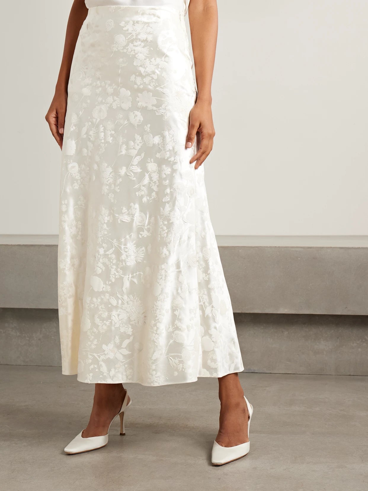 Desi Painted Silk And Wool-blend Satin Maxi Skirt