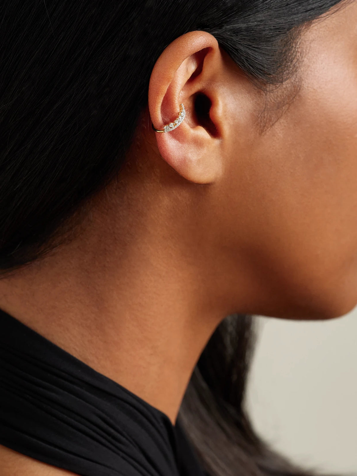 Image of Earrings. Product name - Sparks Fly 10-karat Gold Diamond Ear Cuff in Multi colour by brand - STONE AND STRAND
