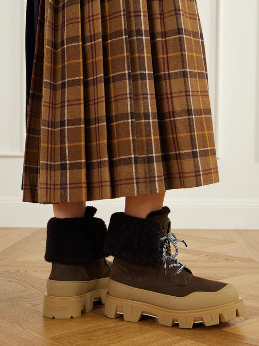 Moncler Peak Snowcap Shearling-trimmed Nubuck Ankle Boots