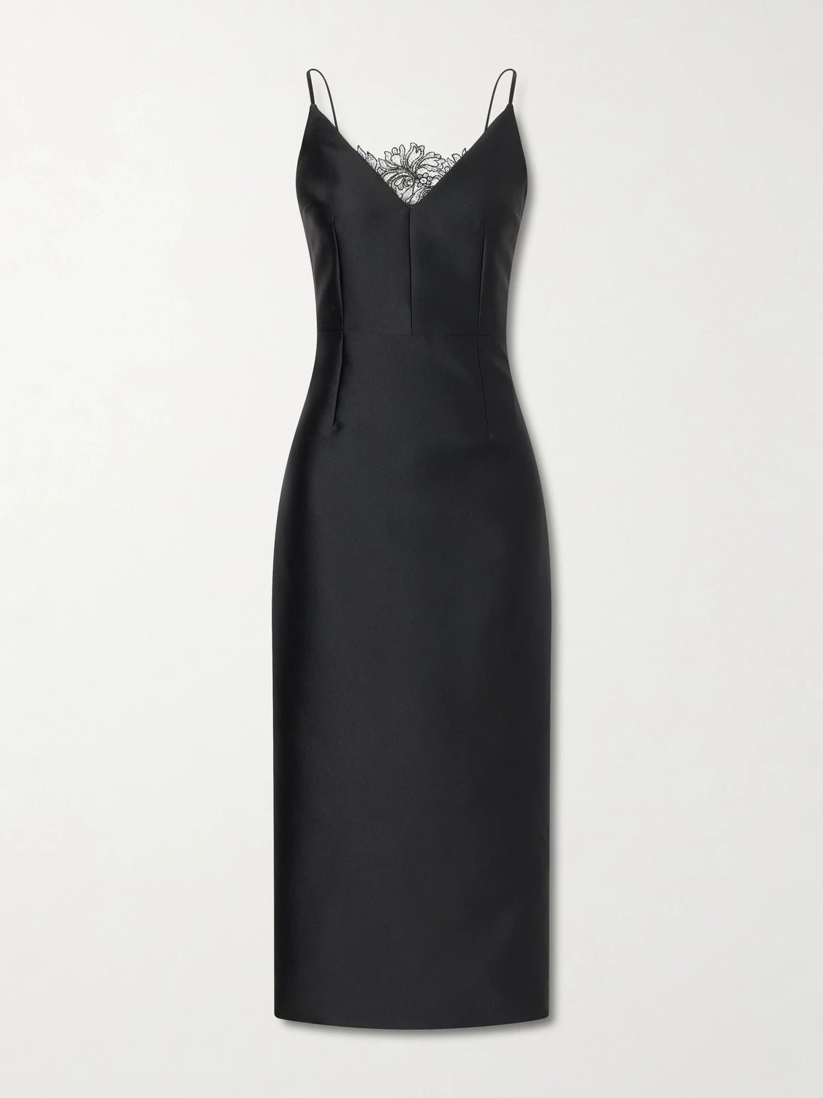 + Manolo Blahnik Libera Lace-trimmed Cady Midi Dress