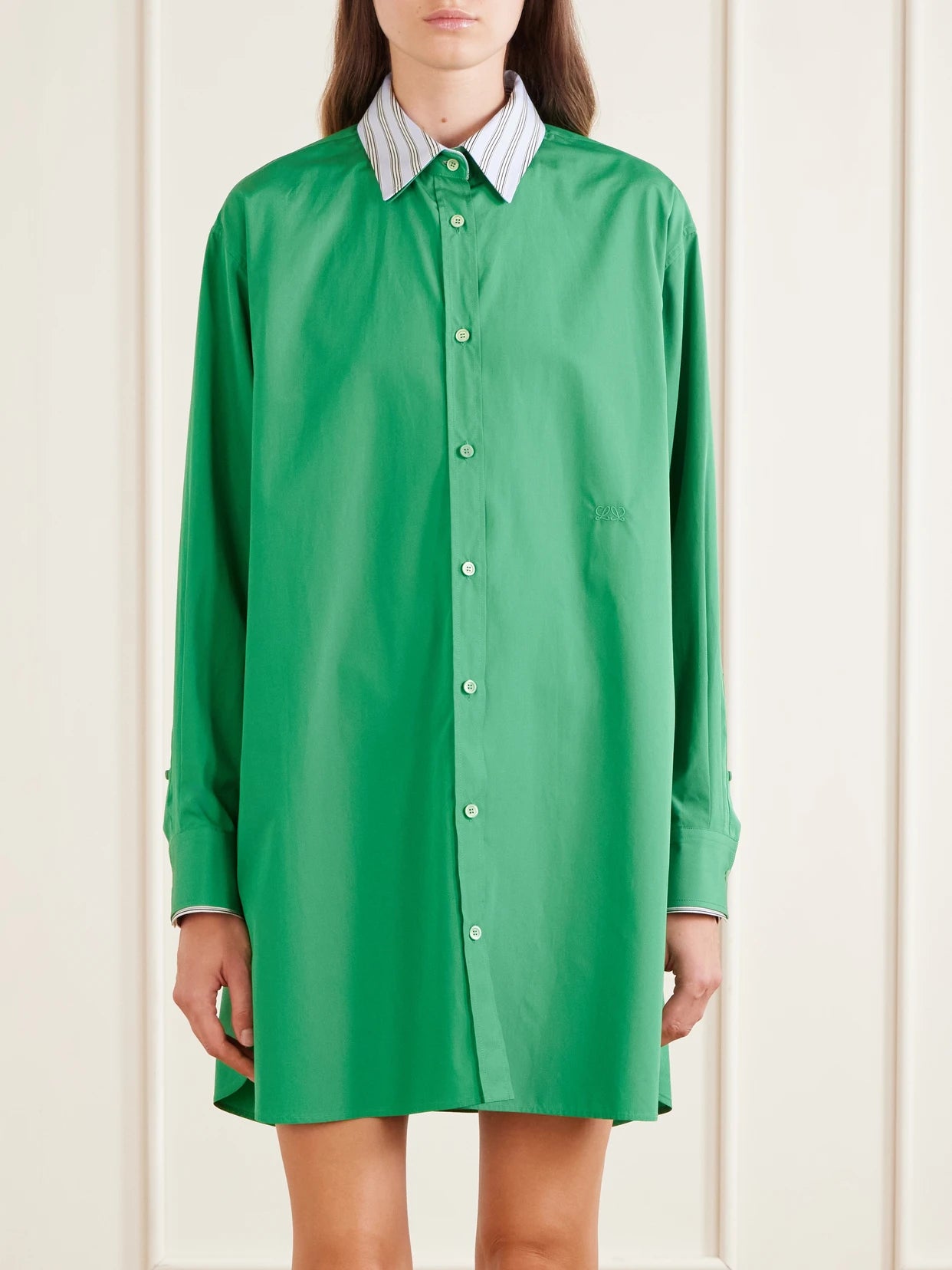 Logo-embroidered Cotton-poplin Midi Shirt Dress