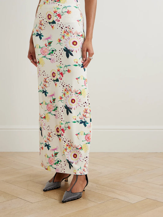 Floral-print Jersey Midi Skirt