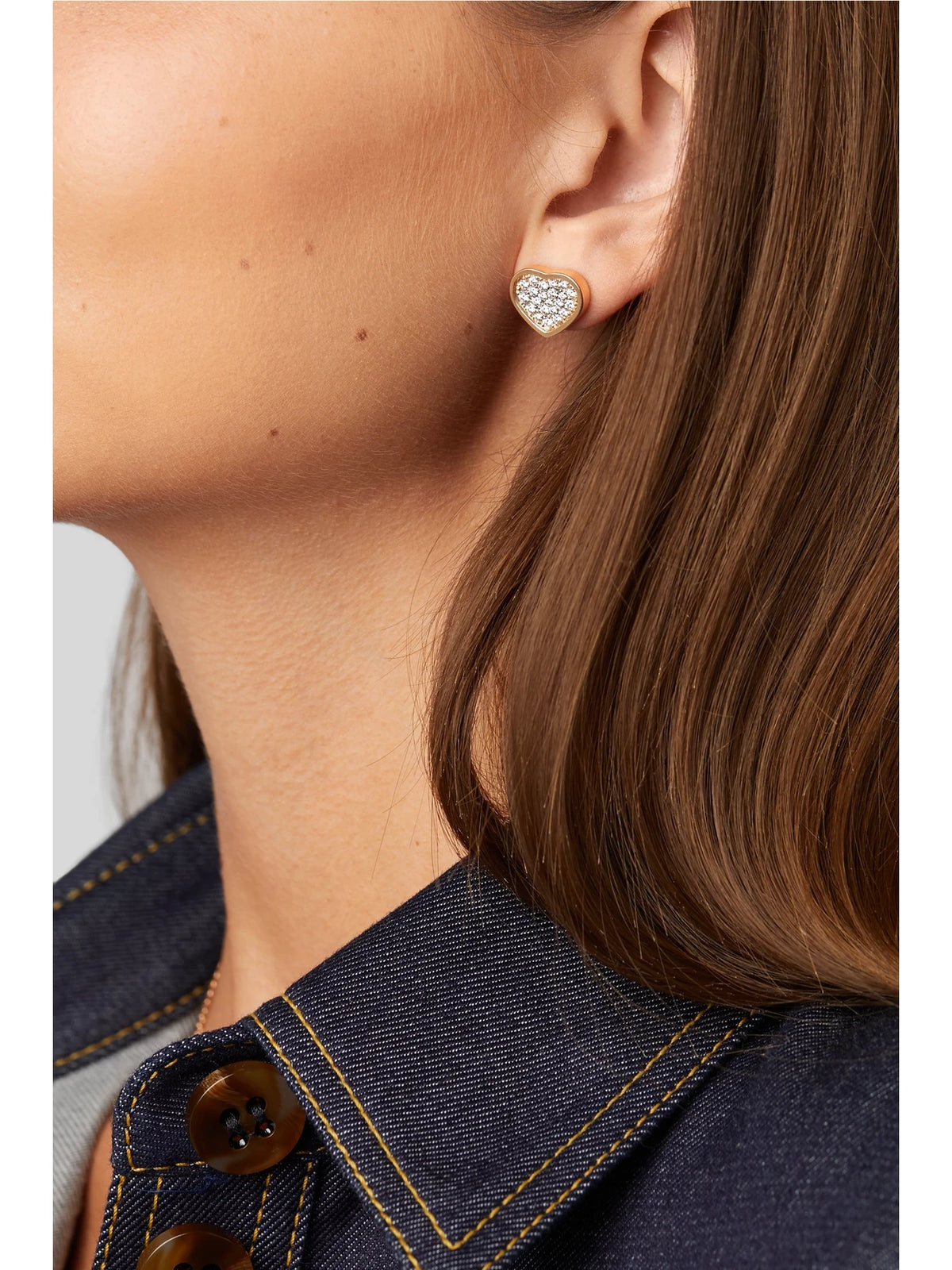 Image of Earrings. Product name - Happy Hearts 18-karat Rose Gold Diamond Earrings in Multi colour by brand - Chopard