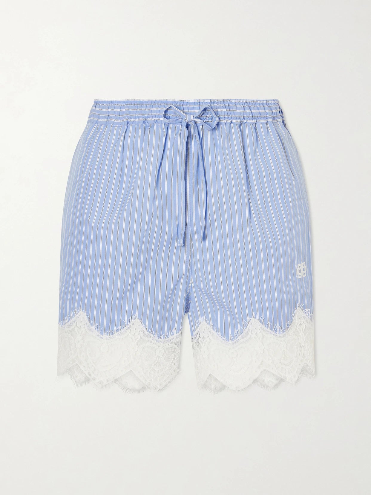 Emmie Striped Lace Cotton Shorts