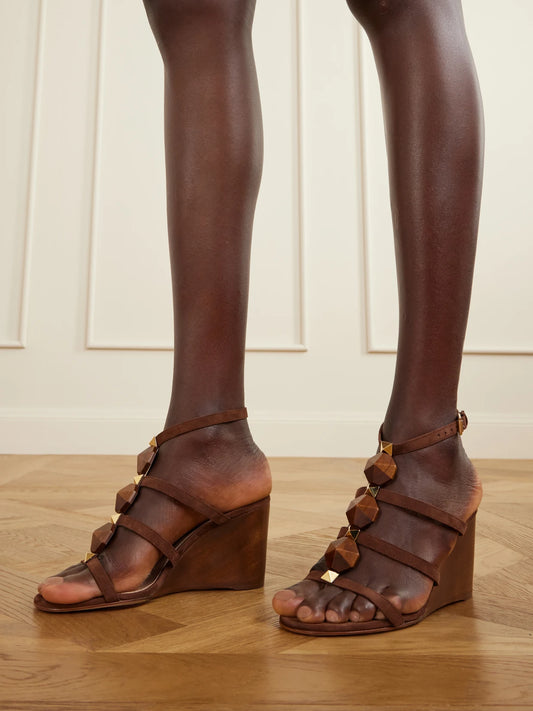 70 Embellished Suede Wedge Sandals