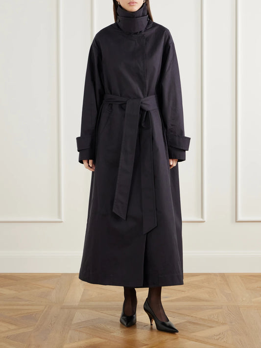 Image of Coats & Jackets. Product name - Gabin Cotton-gabardine Trench Coat in Black colour by brand - KALLMEYER