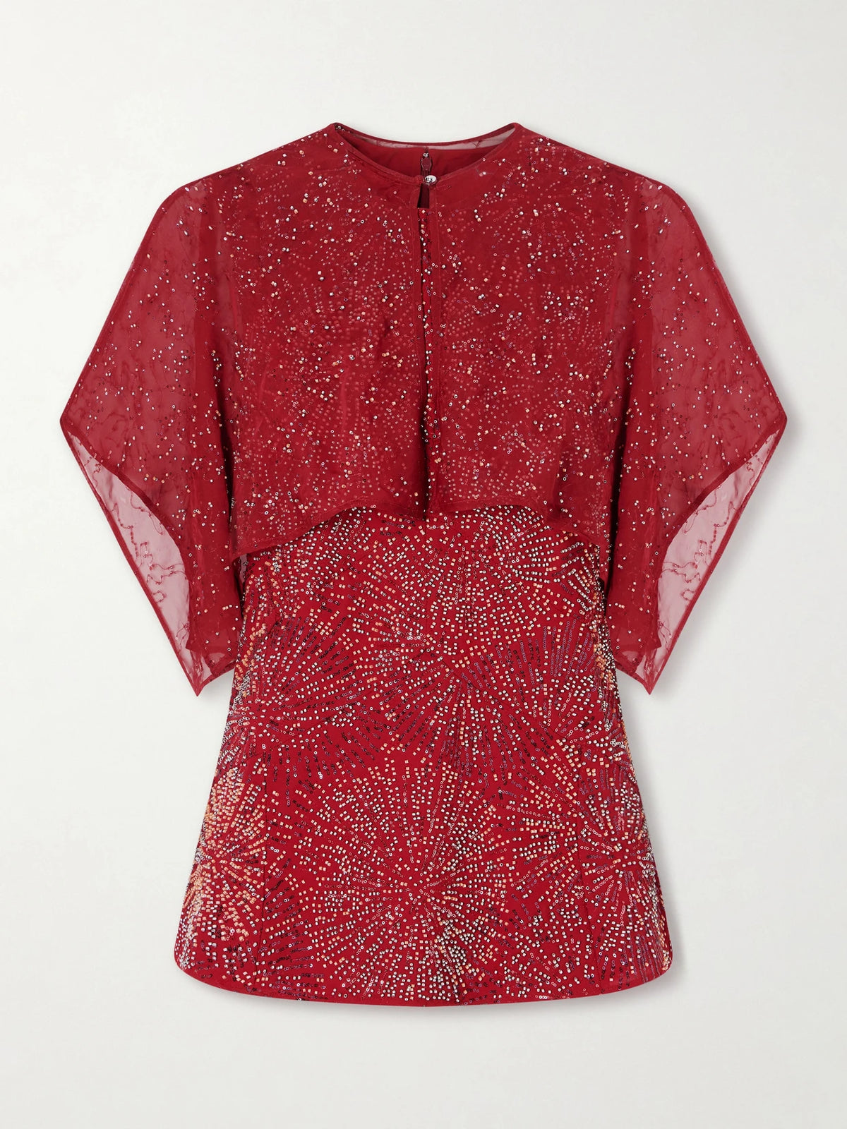 Bead-embellished Crepe And Chiffon Blouse
