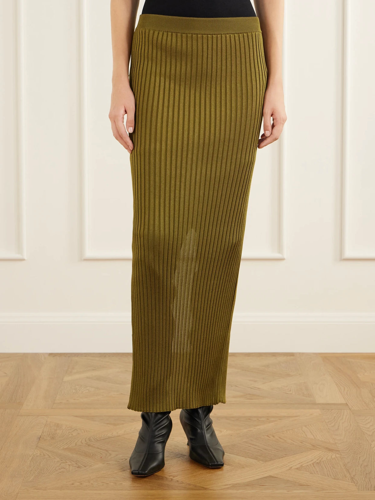 Balmain Ribbed Stretch Maxi Skirt