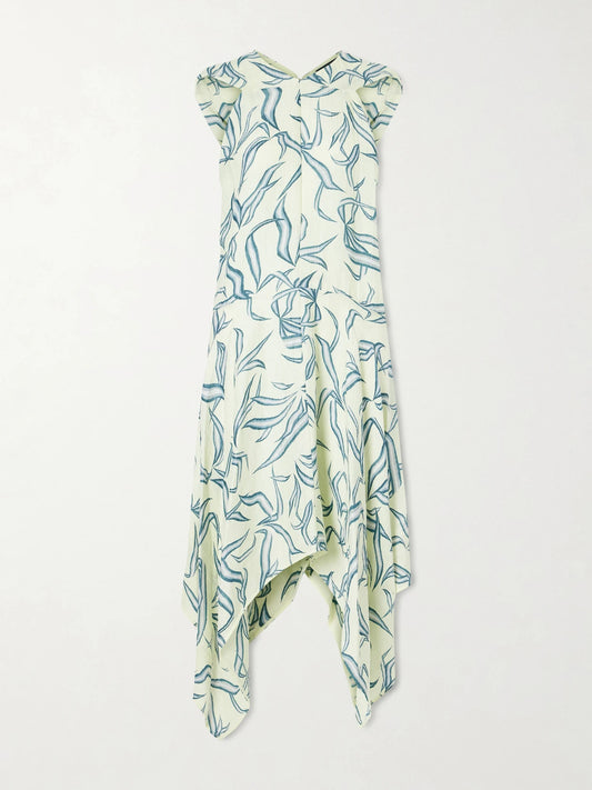 Image of Dresses. Product name - Sybella Printed Linen And Silk-blend Maxi Dress in Yellow colour by brand - Proenza Schouler