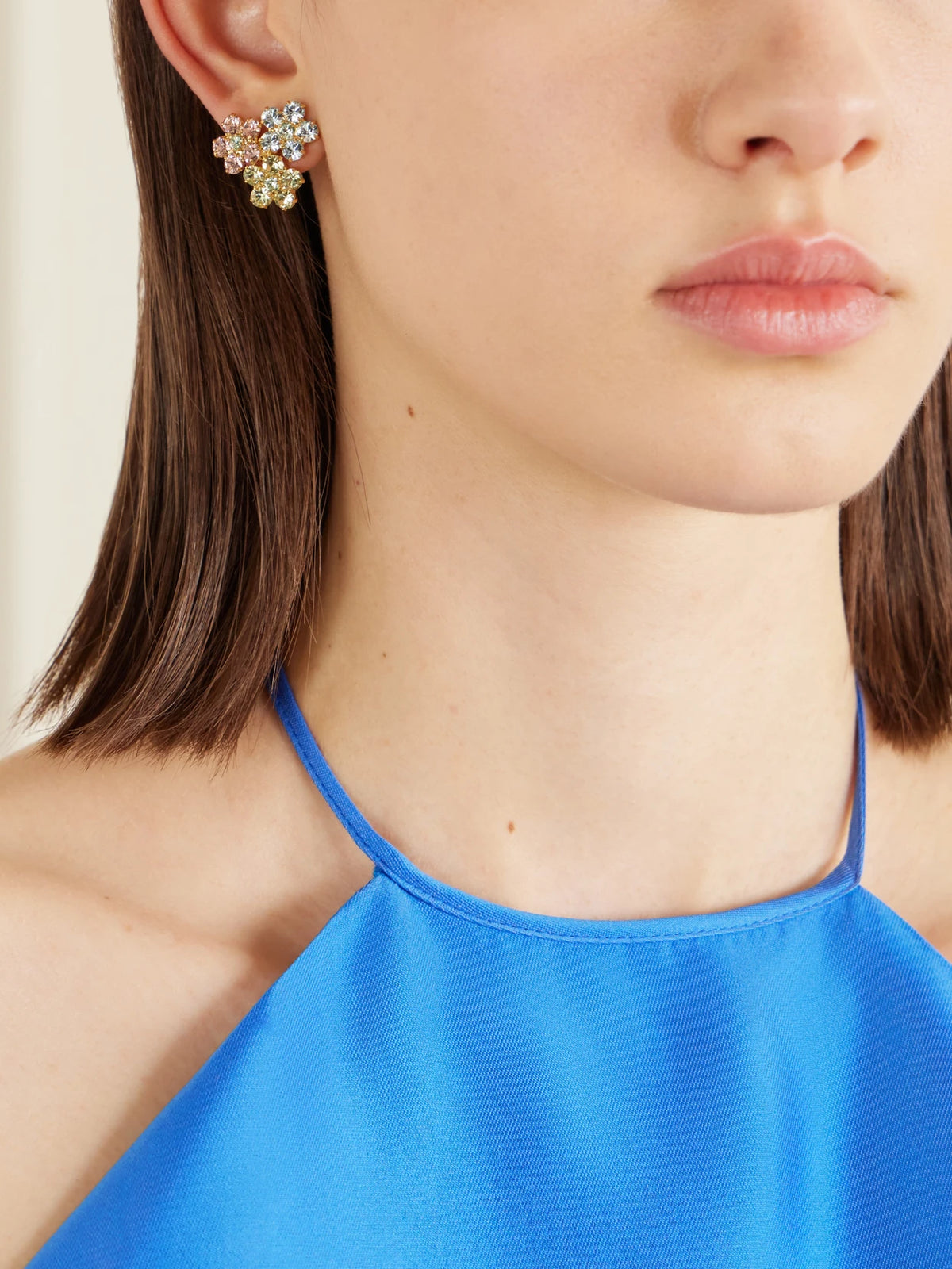 Image of Earrings. Product name - Violet Silver-tone Swarovski Crystals Earrings in Multi colour by brand - Jennifer Behr