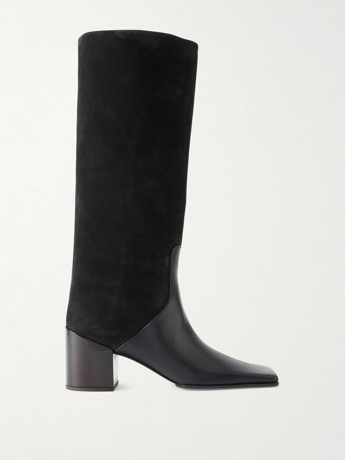 Textured-leather And Suede Knee Boots