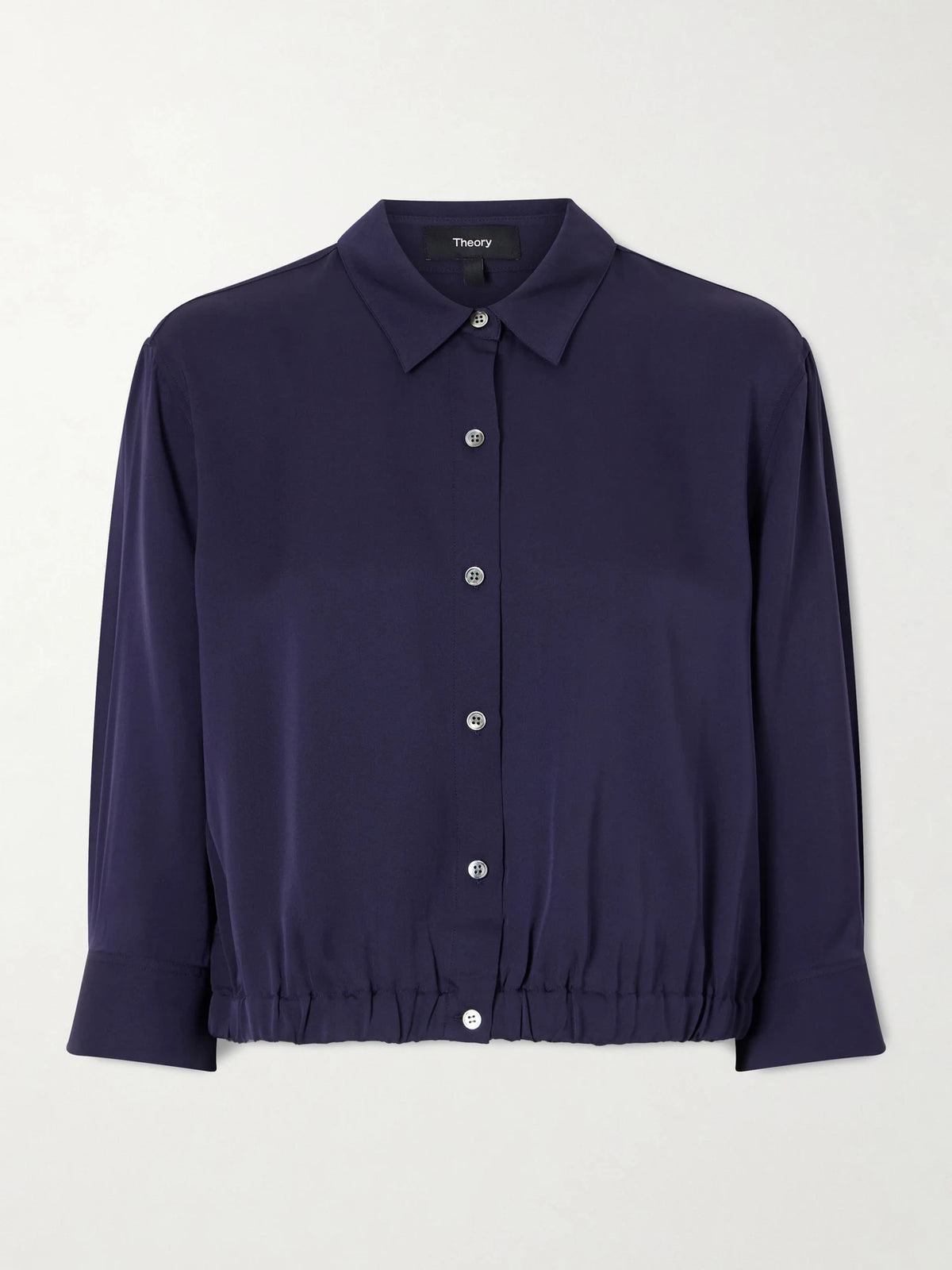 Theory Gathered Crop Silk-crepe Shirt