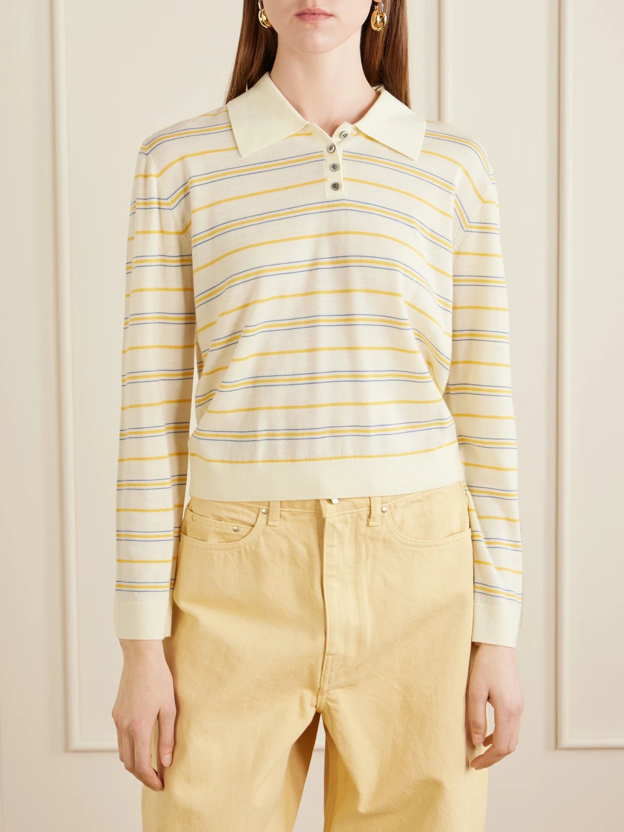James Striped Merino Wool Polo Shirt