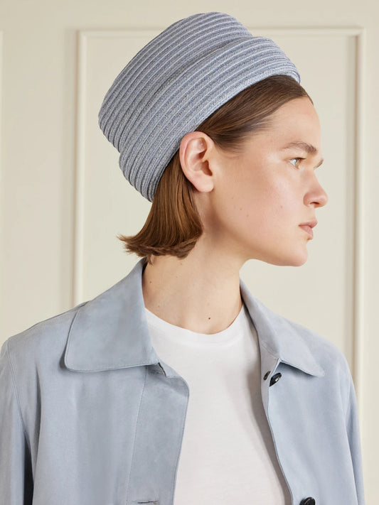 Image of Hats. Product name - Sharina Woven Straw Cap in Blue colour by brand - Gigi Burris