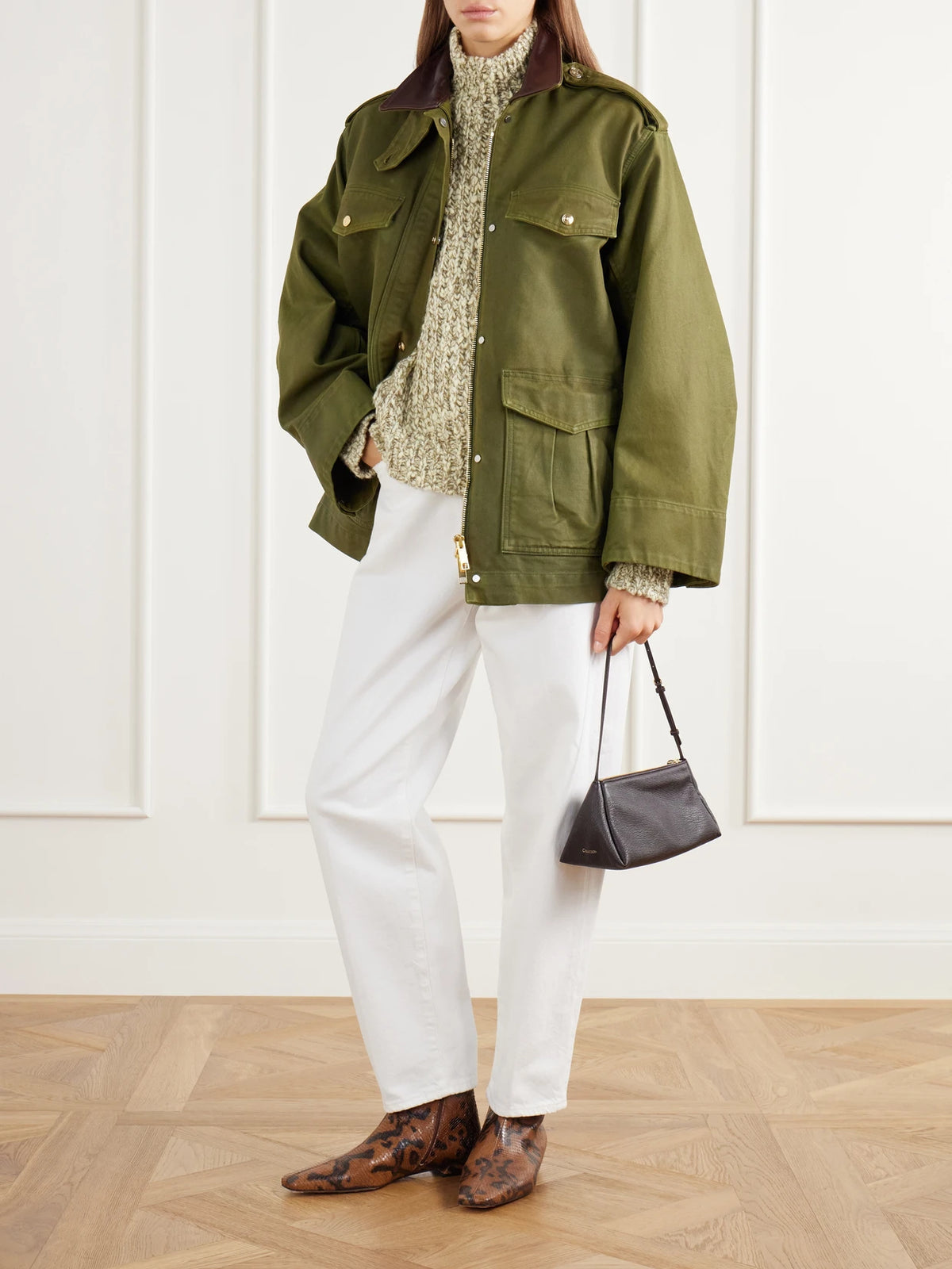 Image of Coats & Jackets. Product name - The Ettienne Leather-trimmed Cotton Duck-canvas Coat in Emerald colour by brand - RÙADH