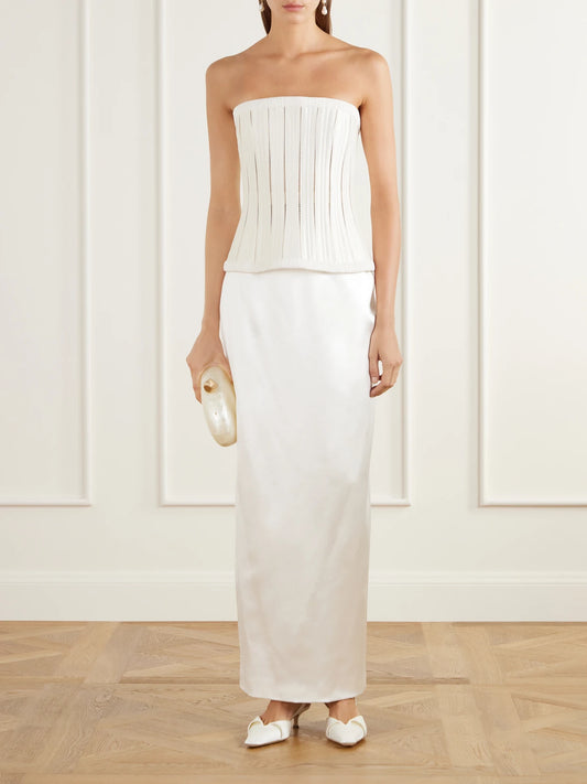 Image of Heels. Product name - Alexa 50 Folded Satin Slingback Pumps in Ivory colour by brand - Danielle Frankel