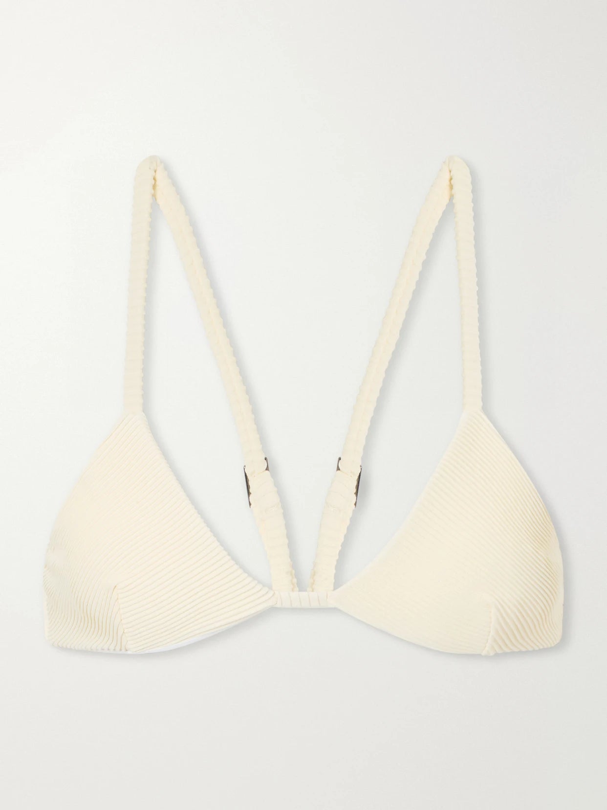 Image of Swimwear. Product name - Cora Ribbed Bikini Top in Cream colour by brand - Haight
