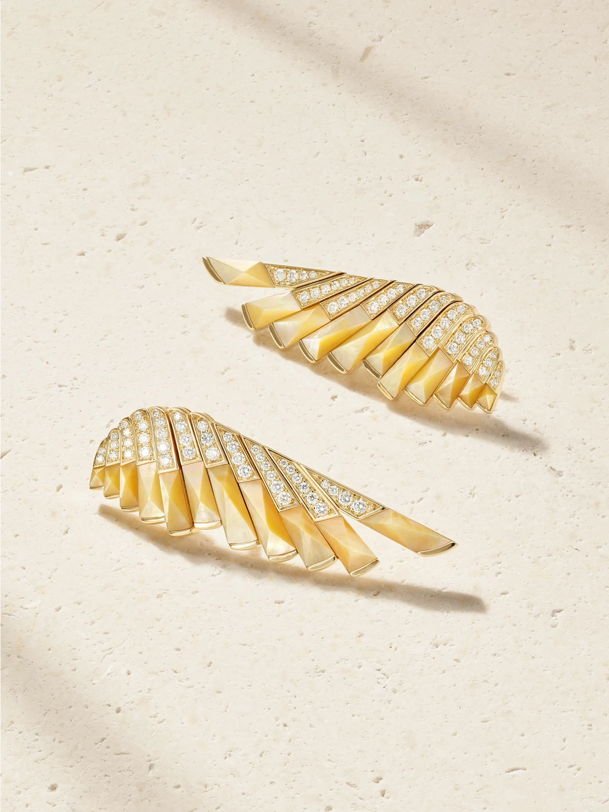 Wings Rising 18-karat Gold, Diamond And Mother-of-pearl Earrings