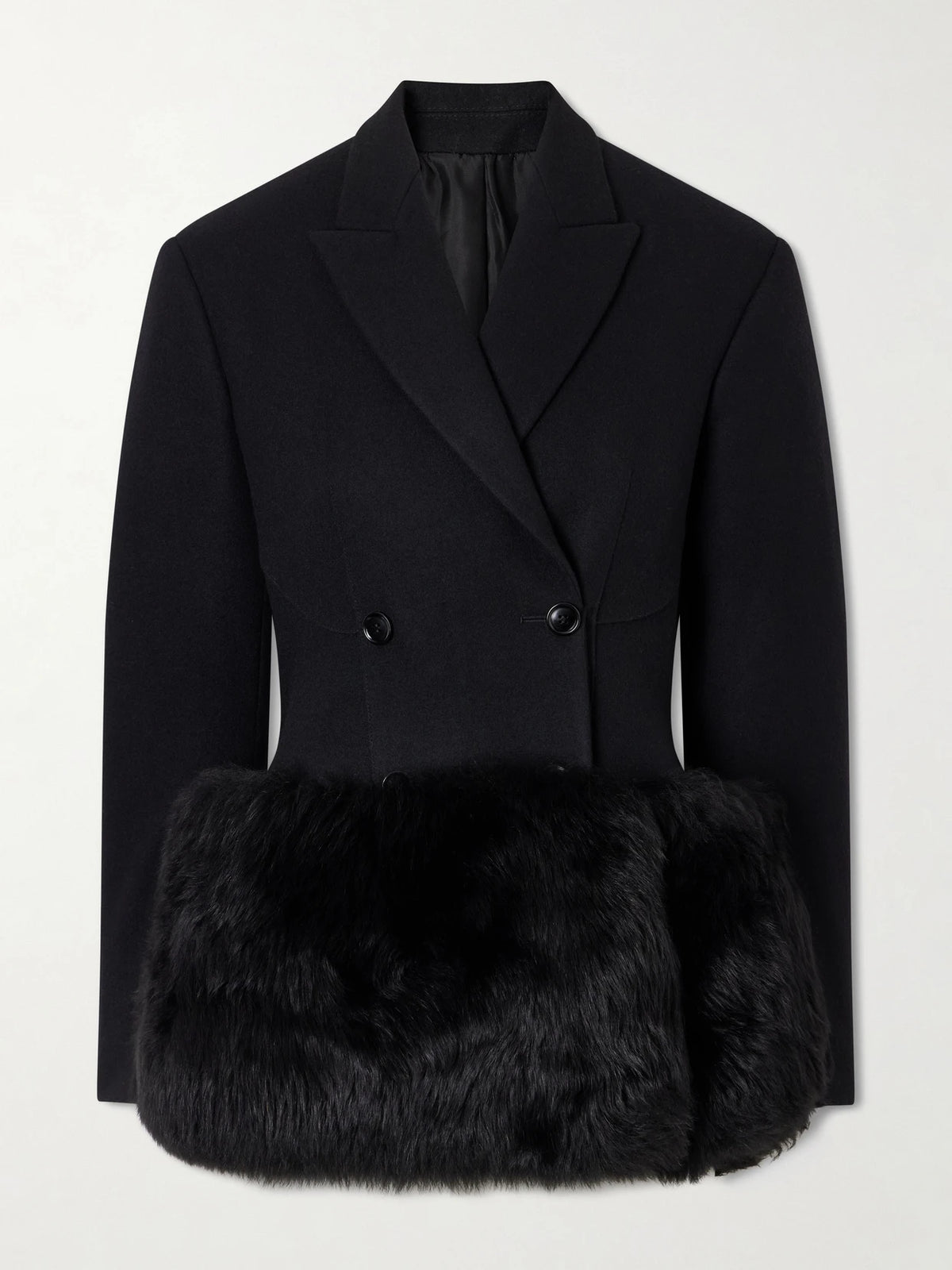 Alaïa Double-breasted Shearling-trimmed Wool Blazer