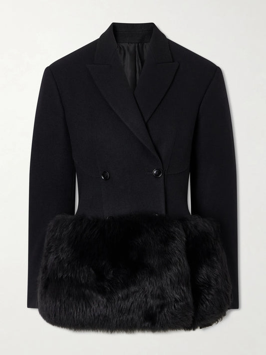 Alaïa Double-breasted Shearling-trimmed Wool Blazer