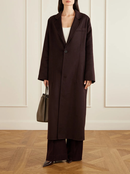 Image of Coats & Jackets. Product name - Wool-blend Coat in Burgundy colour by brand - Victoria Beckham