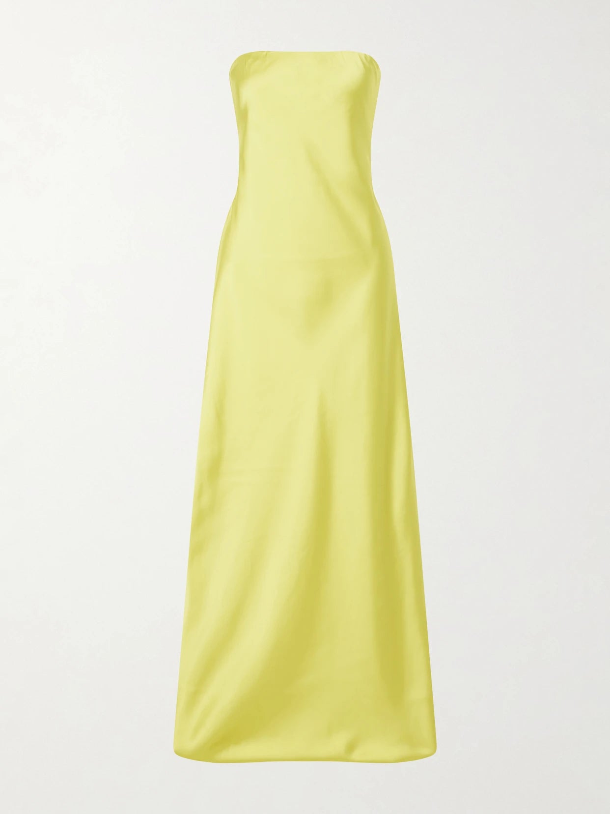 Image of Dresses. Product name - Bias Strapless Satin Gown in Yellow colour by brand - Norma Kamali